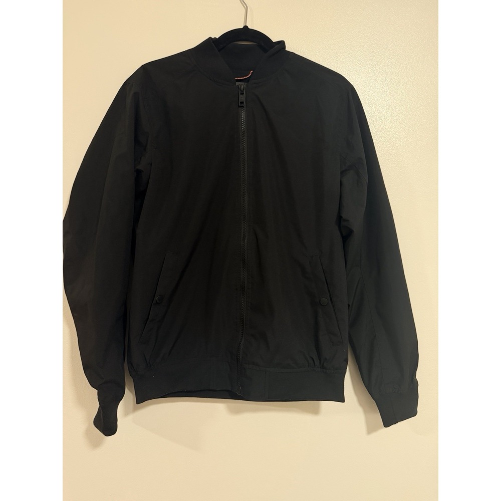 Hawke & Co Men's Black Bomber Jacket Size Small Zip Pockets Minimalist Street